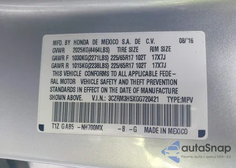 2016 Honda Cr-V Ex from USA, damaged, VIN 3CZRM3H5XGG720421